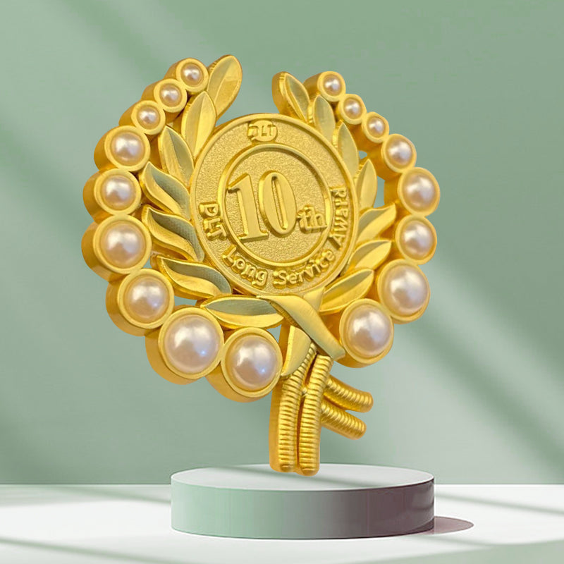 award pins-artificial pearls pin badge