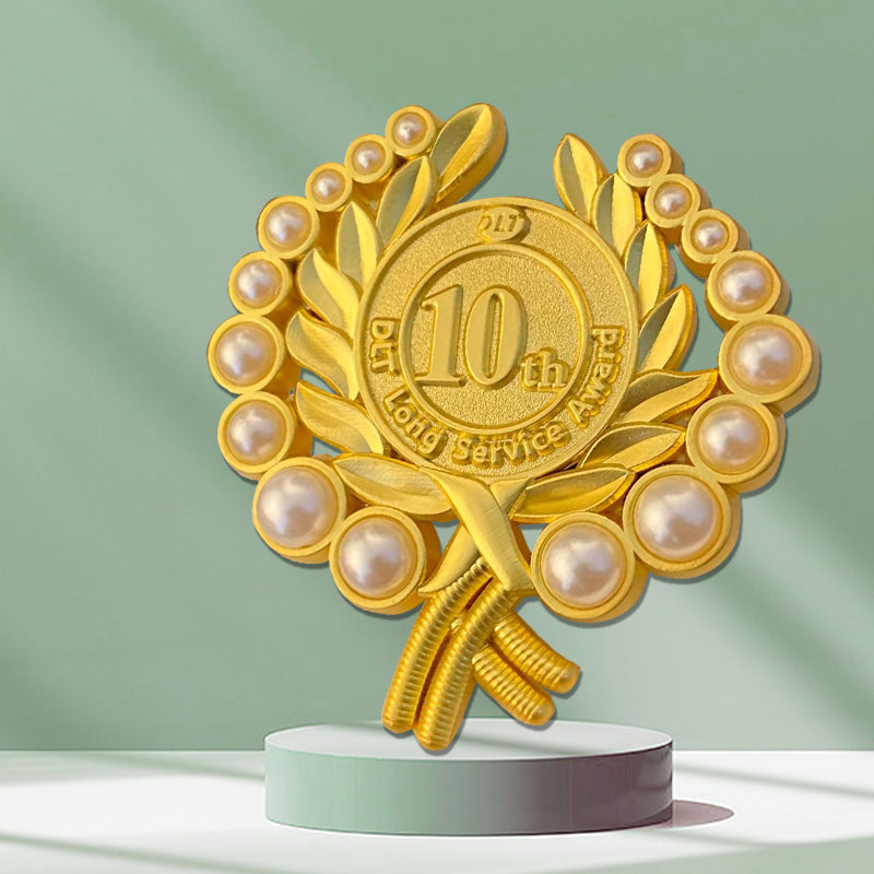 award pins-artificial pearls pin badge