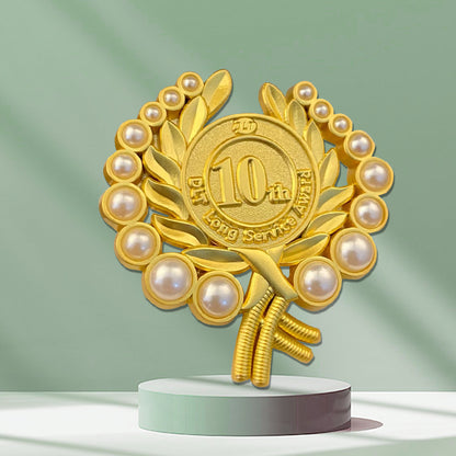 award pins-artificial pearls pin badge